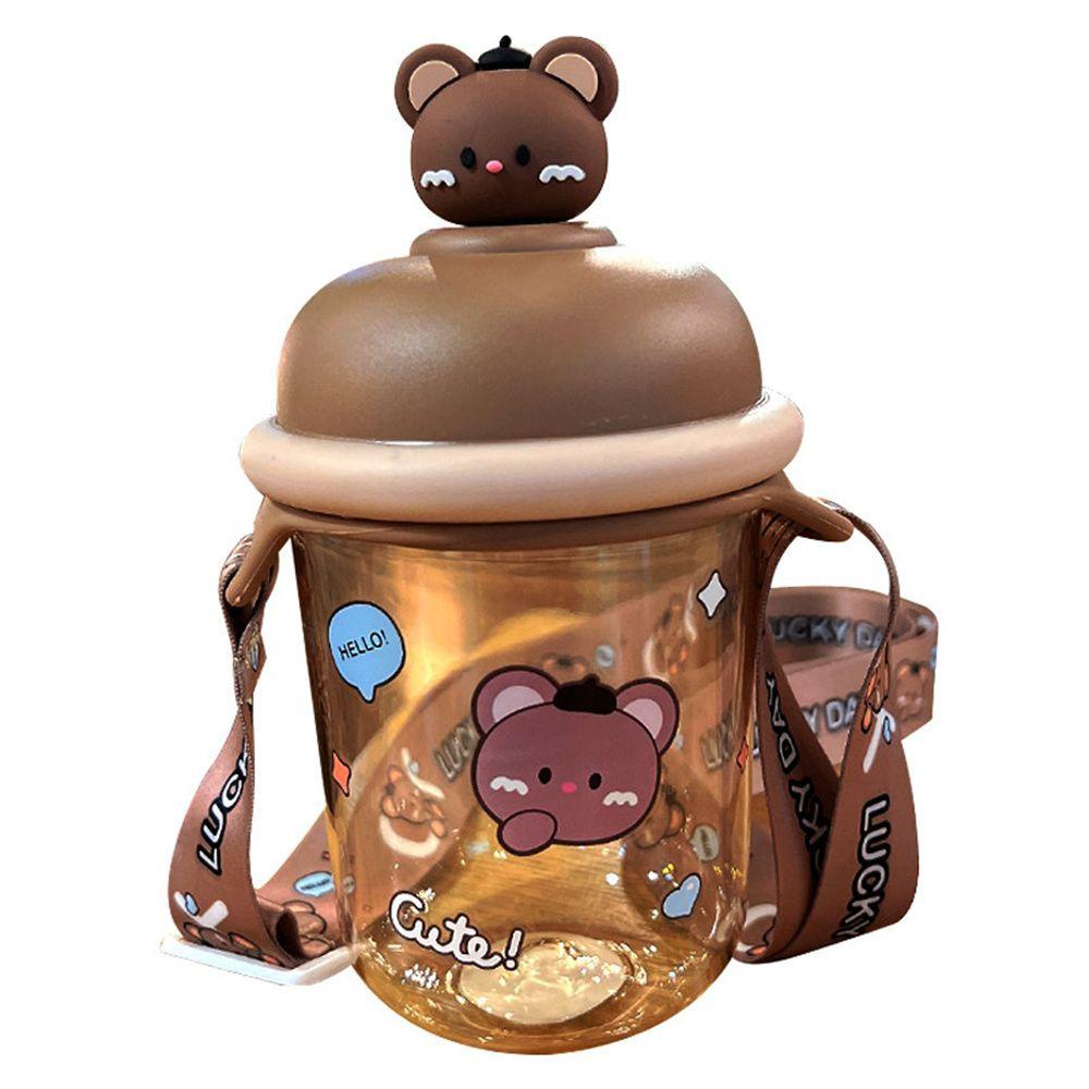 PISTA Plastic Cup Child/Student Sports Portable 436ml Cartoon Doll Leakproof Water Cup