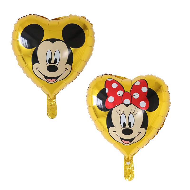 Giảm Giá 1 Bong Bóng Lá Nhôm helium Hình Trái Tim Hoạt Hình mickey minnie Trang Trí Tiệc Sinh Nhật Cho Bé Kích Thước 18inch