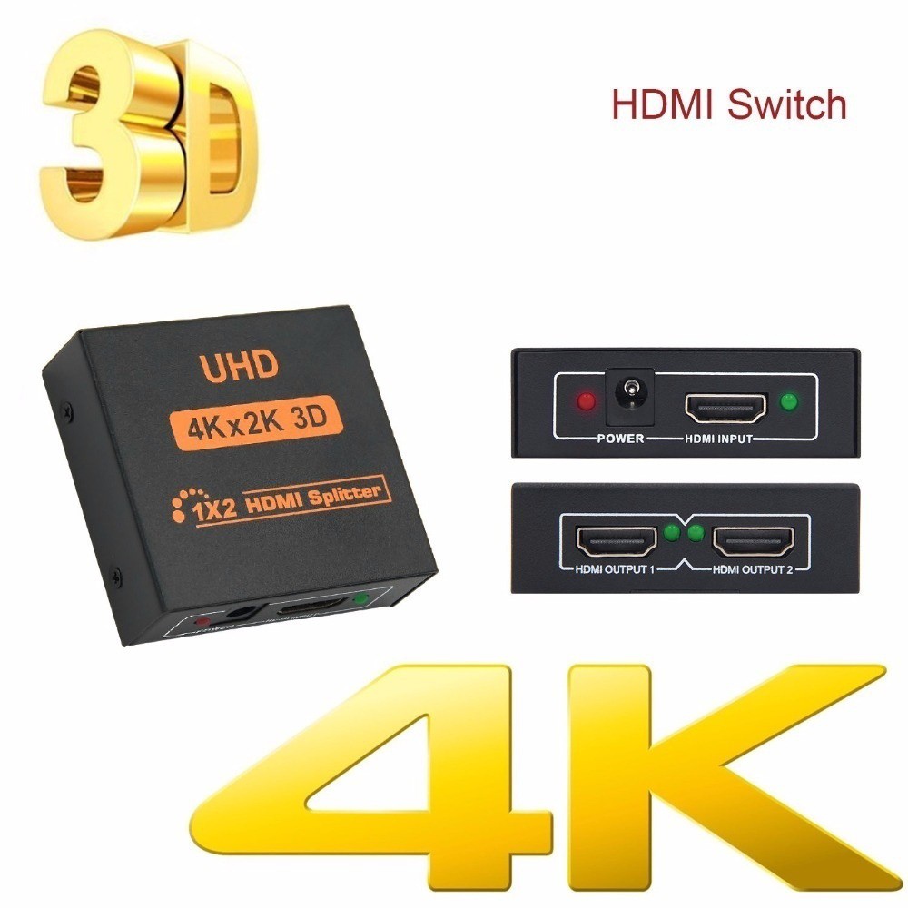 Bộ chia đầu cắm HDMI 4K HD 1080p 1X2 1X4 cho HDTV DVD PS3 Xbox chuyên dụng