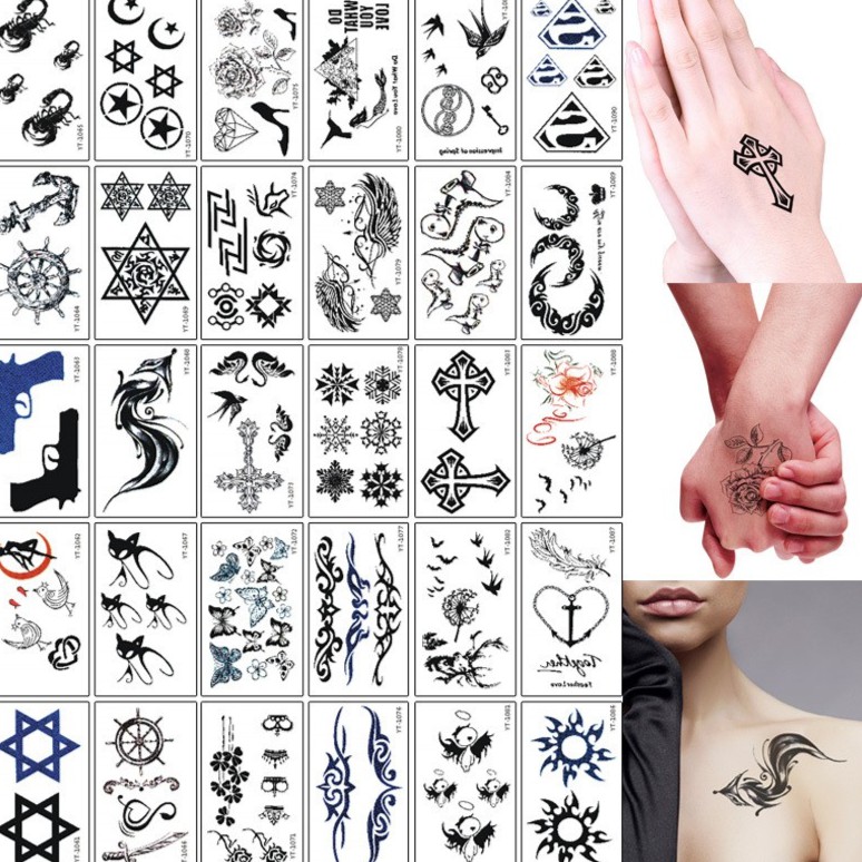 Set 30 tấm tatoo chống thấm nước, Miếng dán hình xăm giả 15 ngày nhiều mẫu, dán lưng, vai, ngực, hông cá tính