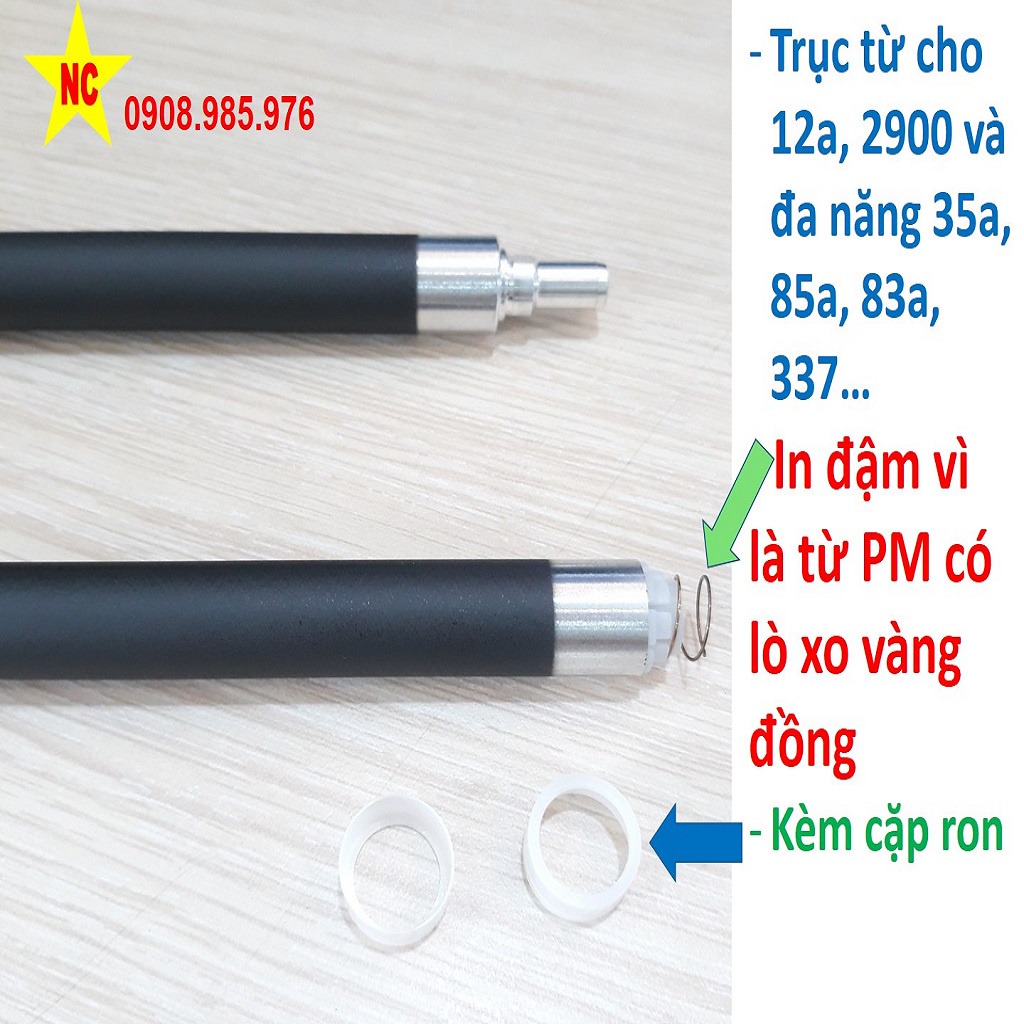 Trục từ 12a, in Đậm, cho Canon LBP 2900, 3000, HP 1020, 1010, 1015,1018, 1012, 3050. Trục hít mực hộp mực máy in