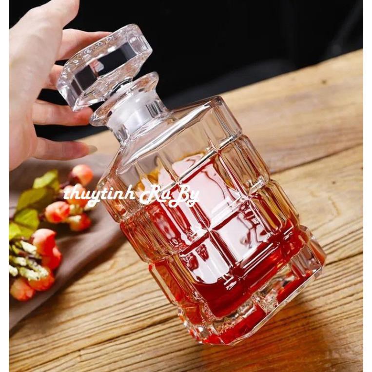 Bình rượu thủy tinh vuông 1000ml, Vỏ chai rót rượu đẹp sang trọng