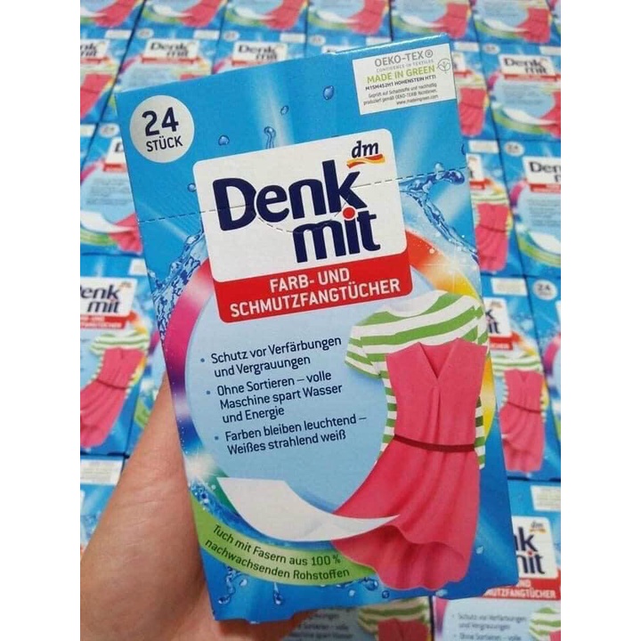 Giấy Chống Phai, Loang Màu Quần Áo DENKMIT 24 Tờ Chính Hãng