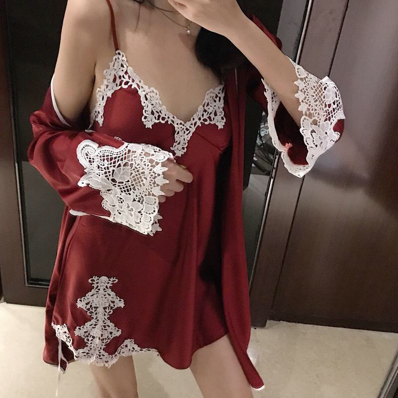 Set choàng lụa viền ren hoa trắng mềm mại quyến rũ | BigBuy360 - bigbuy360.vn