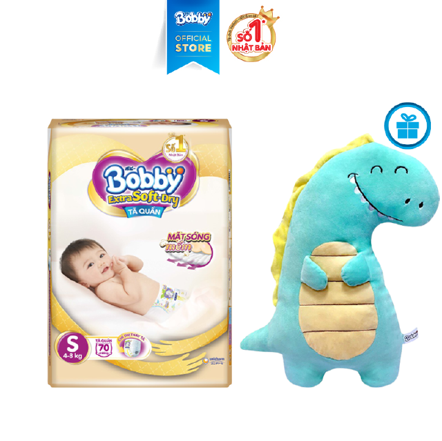 [Tặng 1 khủng long] Tã quần cao cấp Bobby Extra Soft Dry S70
