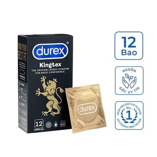 Bao cao su Durex Kingtex bcs siêu mỏng nhiều gel bôi trơn 12 bao