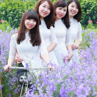 Áo dài trắng tà A lụa habutai cao cấp (cả bộ)