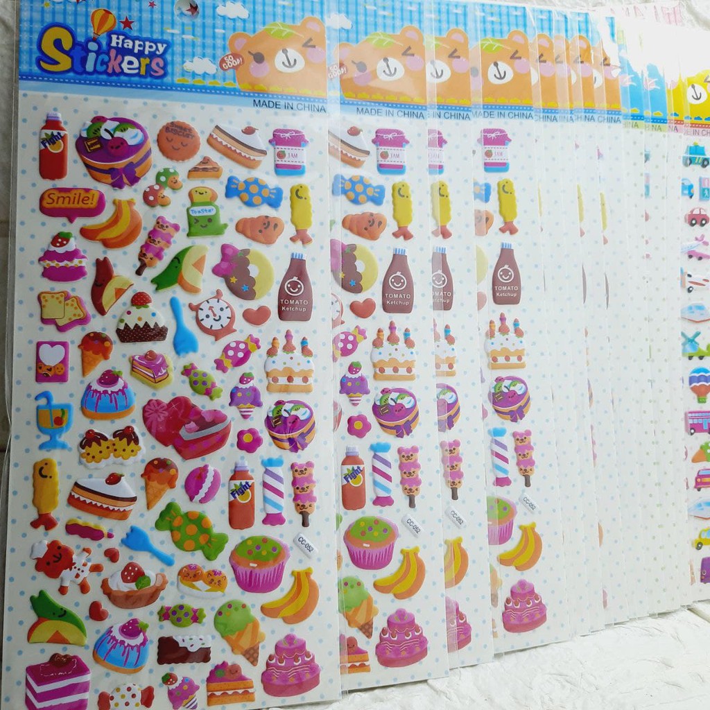 Sticker đồ ăn cute cho bé chơi bán hàng loại stiker dán nổi 3d hàng đẹp LUCKY SHOES VN - S17
