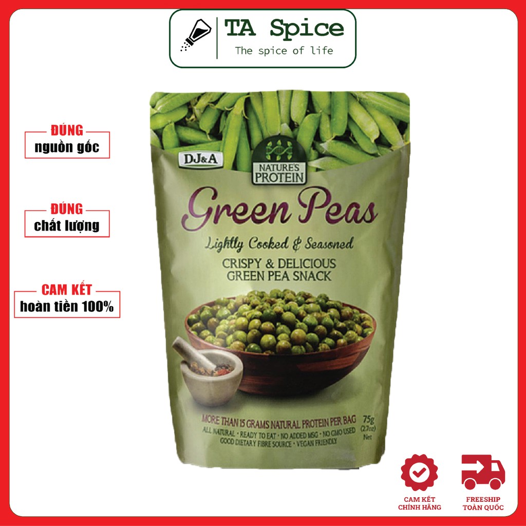 [HÀNG MỚI VỀ] Đậu Hà Lan Xanh sấy giòn rụm DJ&amp;A 75g - Nhập khẩu Úc - Green peas snack DJ&amp;A