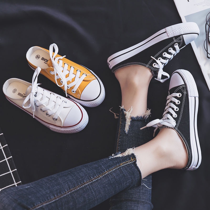 Giày Lười Vải Canvas Đế Bằng Phong Cách Hàn Quốc 2022 Thời Trang Cho Nữ