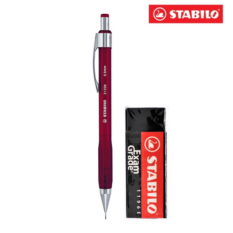Hộp 12 bút chì bấm STABILO 3135N 0.5mm + tẩy ExamGrade ER196 (MP3135/12+)