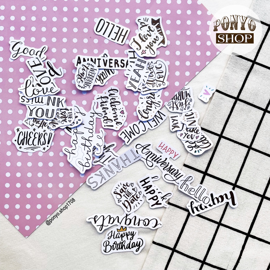 💗 Set 40 sticker 𝐁𝐞𝐬𝐭 𝐖𝐢𝐬𝐡𝐞𝐬 - Happy anniversary  trang trí sổ tay