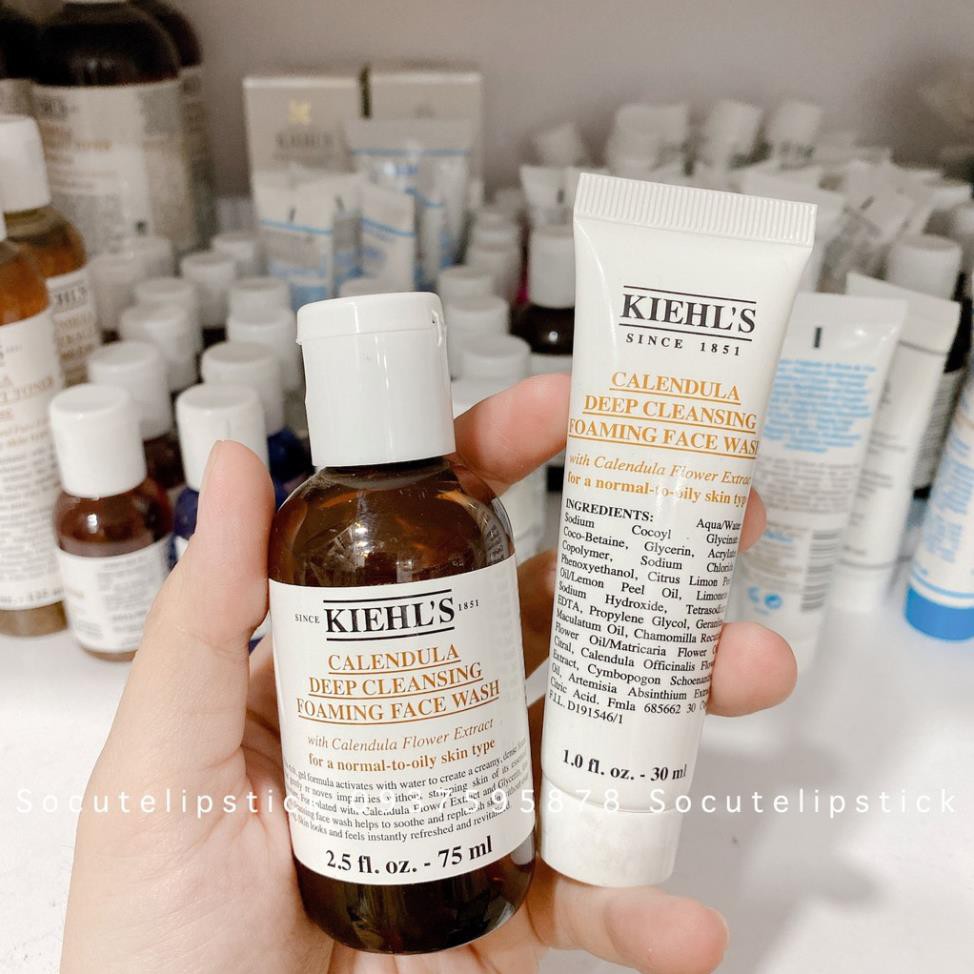 Sữa rửa mặt hoa cúc Kiehl’s Calendula Deep Cleansing Foaming Face Wash Minisize 30ml - Deluxe Size 75ml - Fullsize 230ml