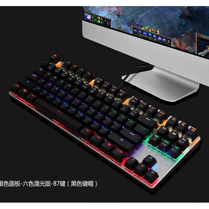 🔜 Bàn phím cơ Zero ( Blue Switch )  Led Rainbow TKL 87 phím ( ĐEN )