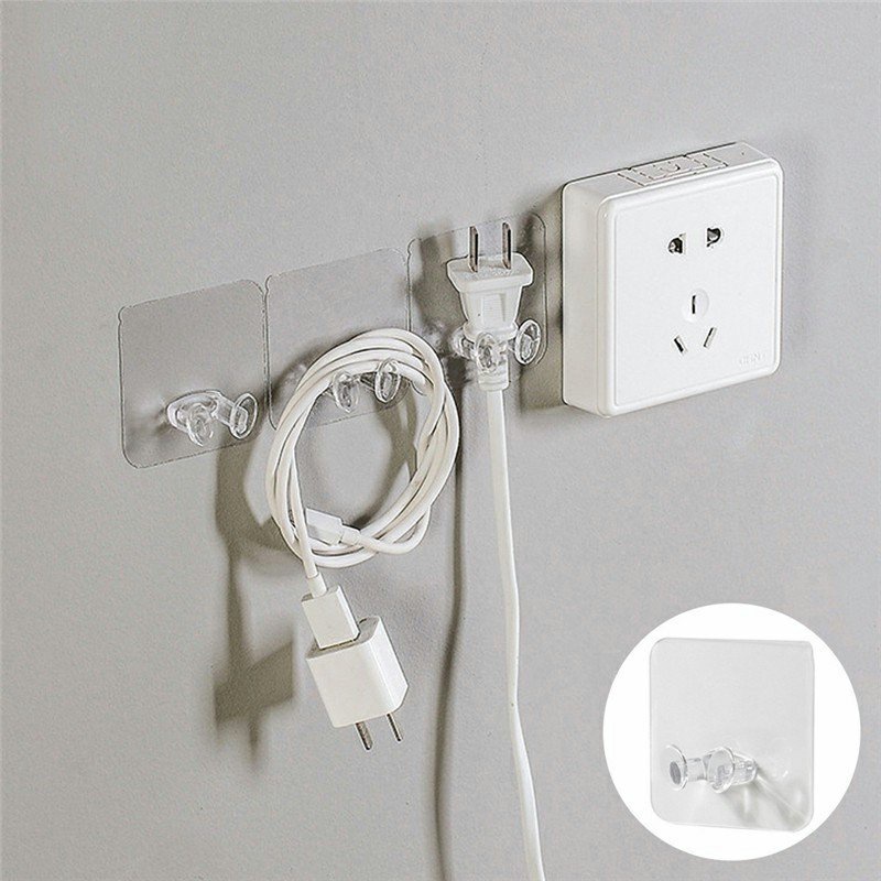 Móc Dán Tường Treo Phích Cắm Điện Trong Suốt