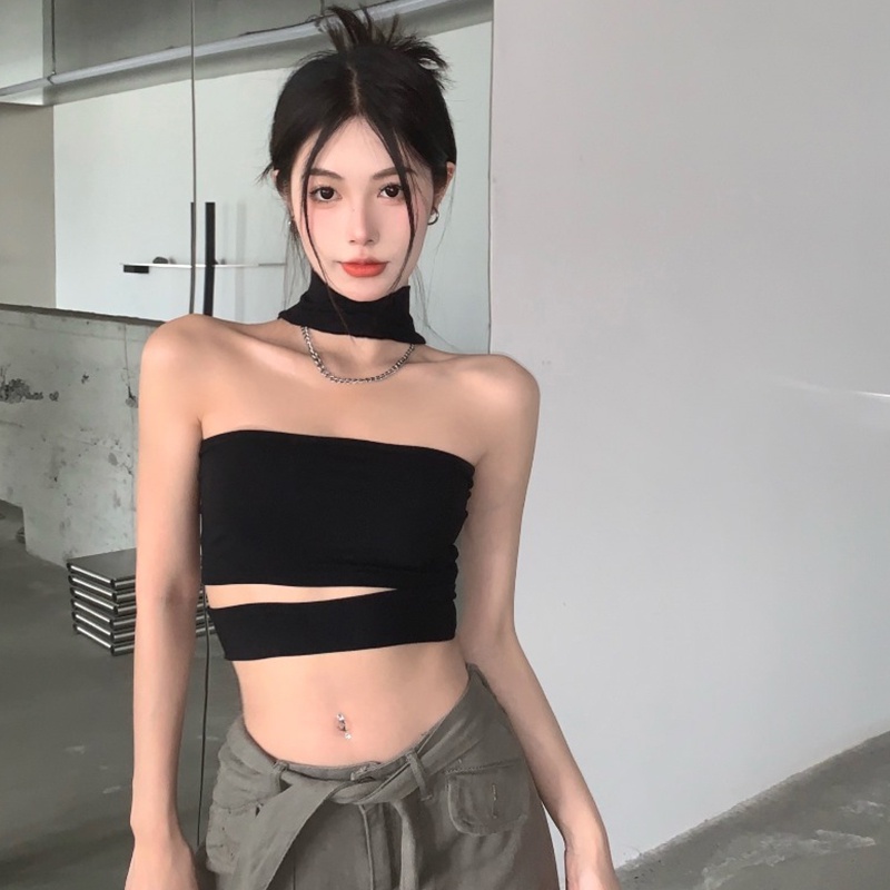 Áo Croptop Không Tay Hở Lưng Màu Trơn Thời Trang Mùa Hè Cho Nữ
