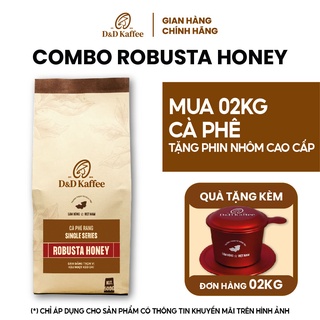 [Tặng Phin] Cà phê pha phin Robusta Honey, cà phê nguyên chất 100% rang mộc - 02Kg - D&D Kaffee
