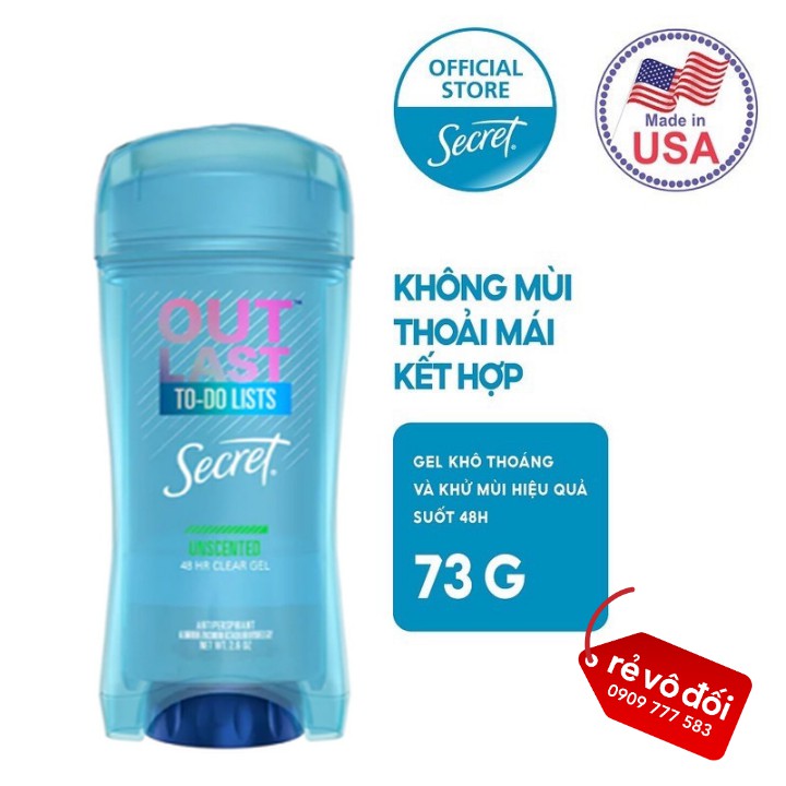 Lăn khử mùi Secret Clear dạng Gel ngăn tiết mồ hôi và khử mùi nữ dài lâu 73g - Mỹ | BigBuy360 - bigbuy360.vn