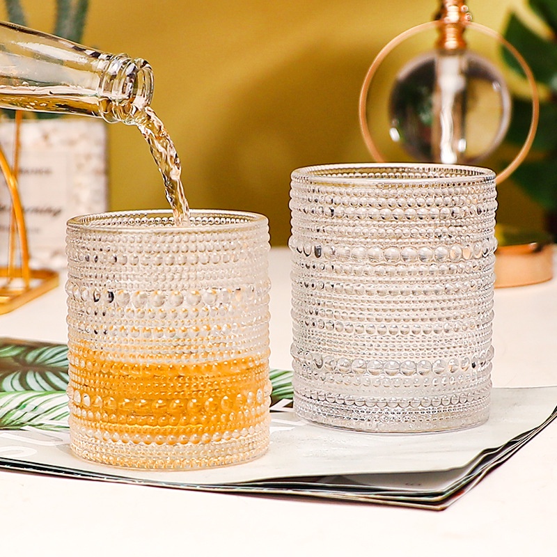 Cốc thủy tinh đế bằng kẻ ô vuông sang trọng dùng trong tiệc rượu, trang trí phòng khách, quà tặng-Ráp