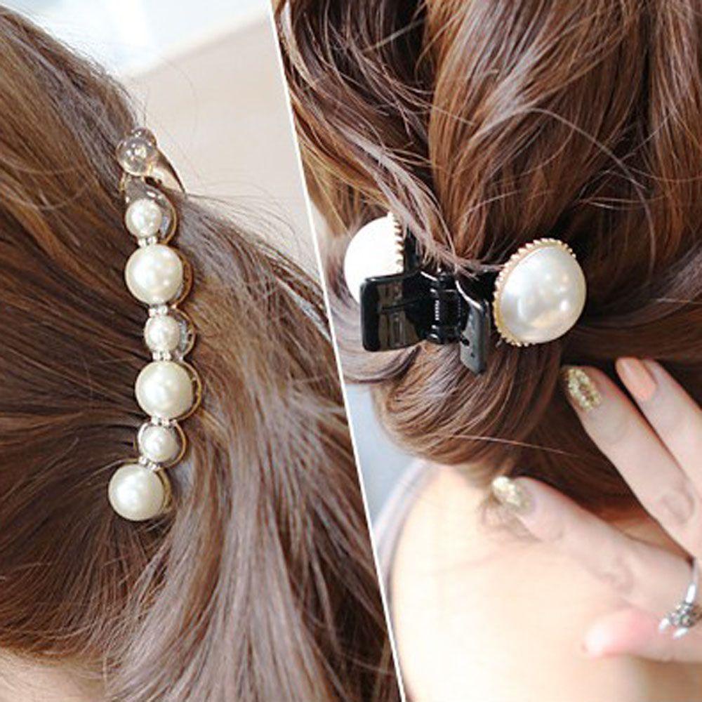 WONDER Kẹp Tóc Đính Đá Ngọc Trai Thời Trang Cho Nữ