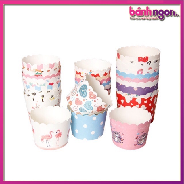 Khuôn giấy lót bánh cupcake cứng (50 cái) mầu sắc ngẫu nhiên