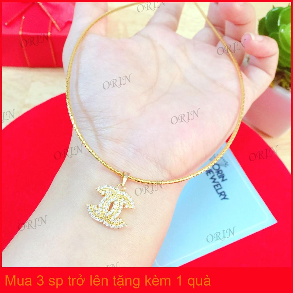 Kiềng đeo cổ nữ dạng kiềng dẻo mặt chữ x giữa đính đá cao cấp Orin D3330 đẳng cấp