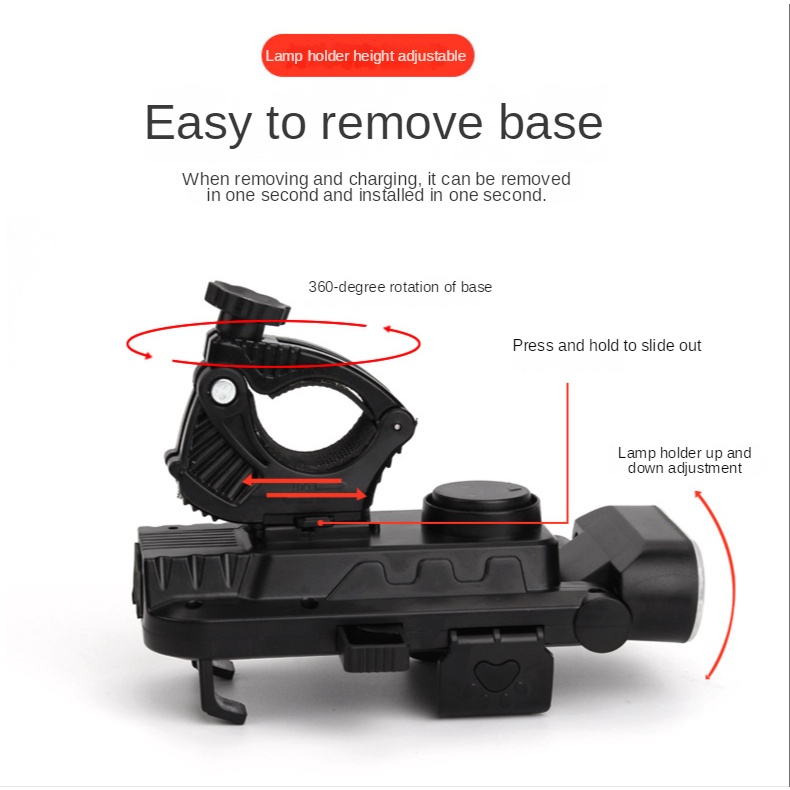 Đèn Pin 4000mAh 4 Trong 1 Tích Hợp Giá Đỡ Điện Thoại Và Còi Sạc USB Dành Cho Xe Đạp