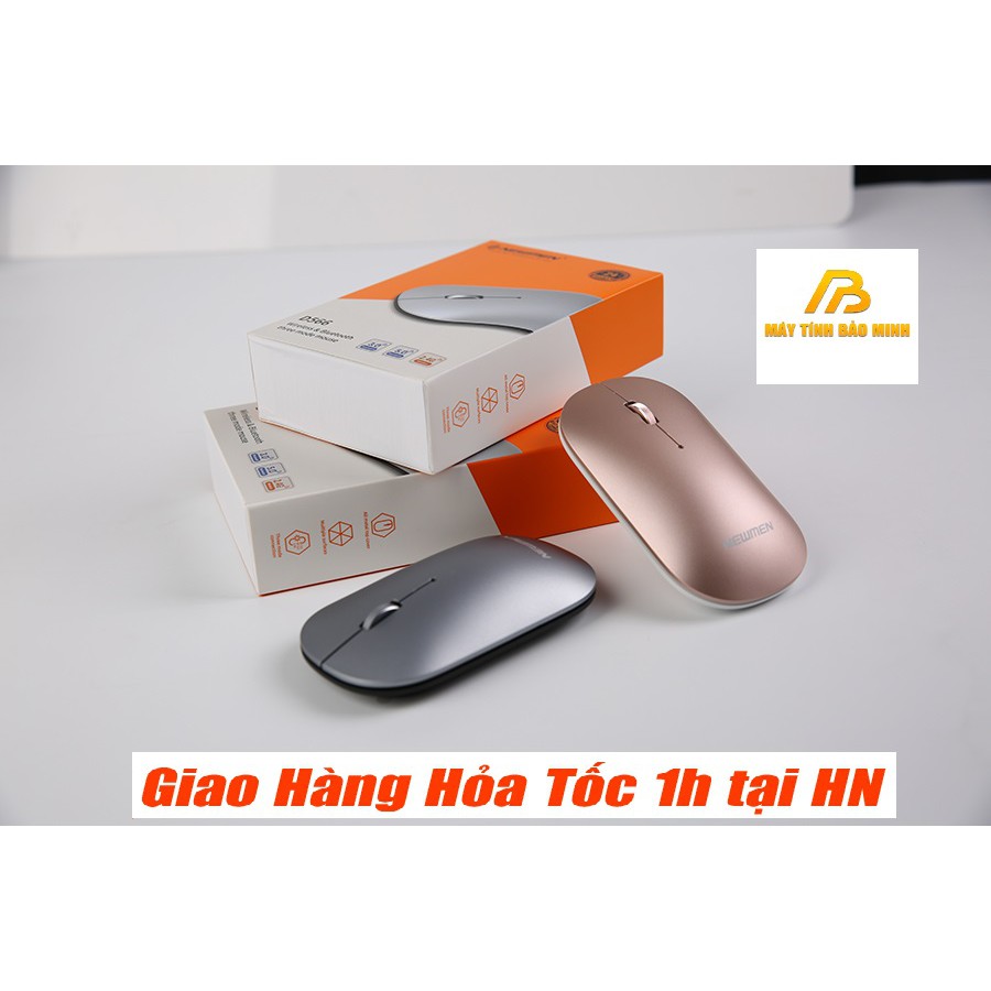 Chuột Bluetooth 5.0 và Wireless 2.4Ghz Newmen D566 (Màu Bạc/ Hồng) - Hàng Chính Hãng