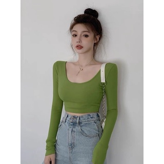 áo cổ u tay dài xinh tôn dáng