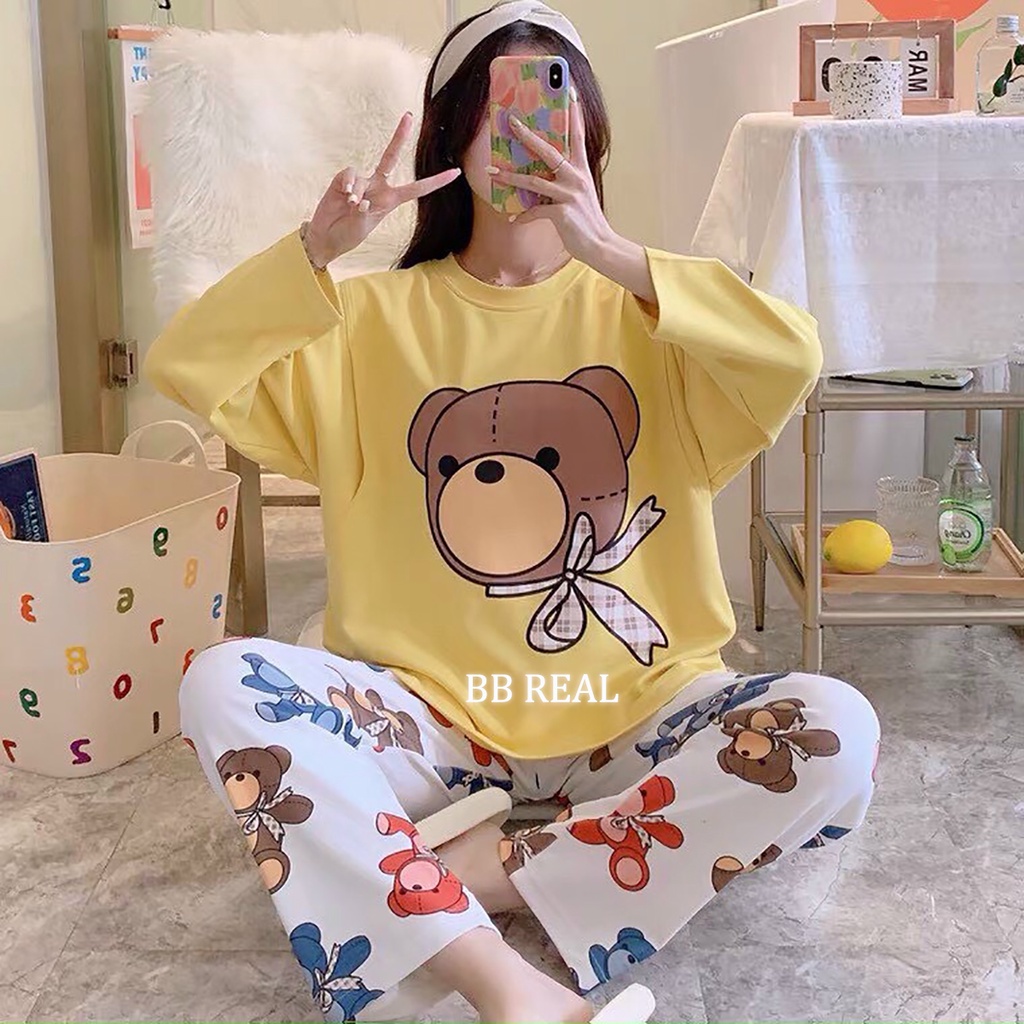 Đồ Bộ Mặc ở Nhà Bộ Đồ Ngủ Nữ Quần Dài Pijama Thun Lạnh Đẹp [CODE 21-24] Freesize Từ 45-60Kg - BB REAL | BigBuy360 - bigbuy360.vn