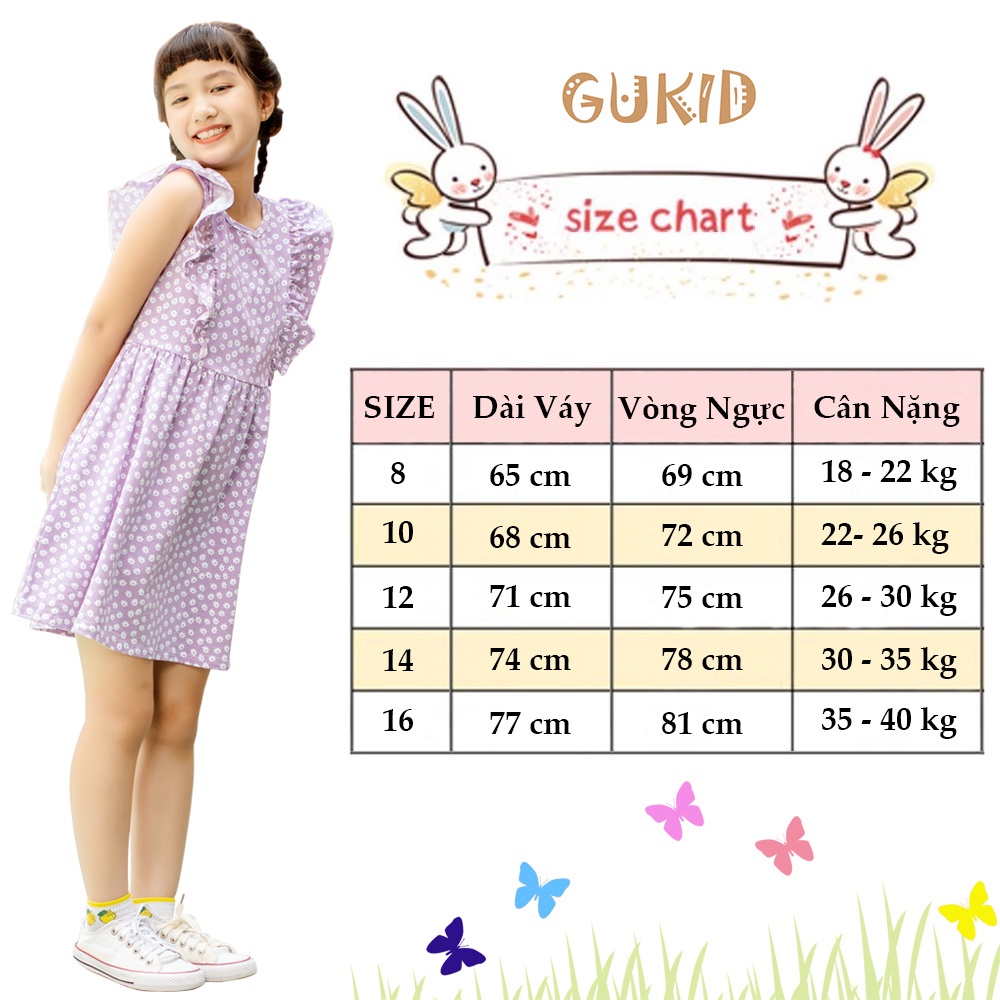 Váy bé gái tay cánh tiên GUKID từ 18 - 38 kg, Vải COTTON - GKV18