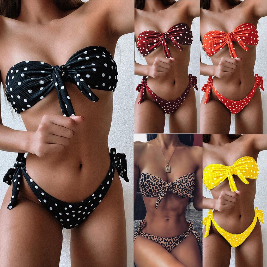 Bộ Đồ Bơi Bikini Họa Tiết Chấm Bi Quyến Rũ Cho Nữ