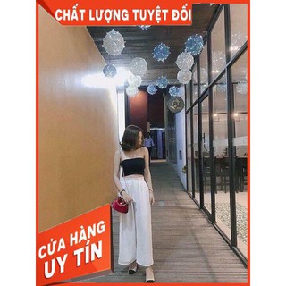 Quần lụa Cullotes dài lưng thun - hình thật shop chụp