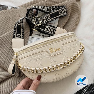 (TREND 2021) Túi Đeo Chéo Bao Tử Nữ Da Pu Mềm Phối Quai Xích Độc Đáo NEVA941