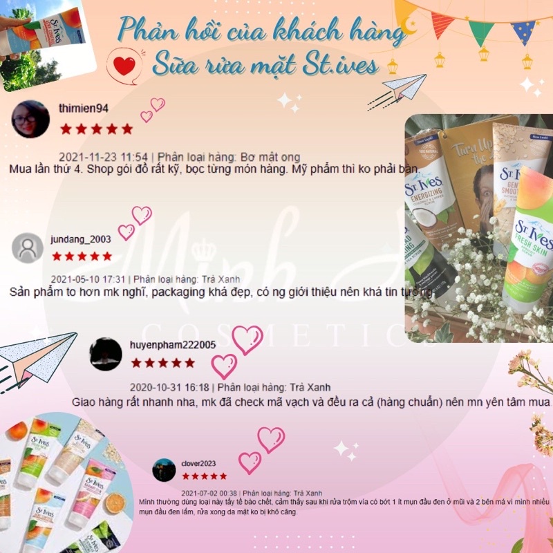 Sữa rửa mặt tẩy tế bào da chết St.Ives 170g (Tươi Mát Trái Mơ, Bơ mật ong, Cafe...