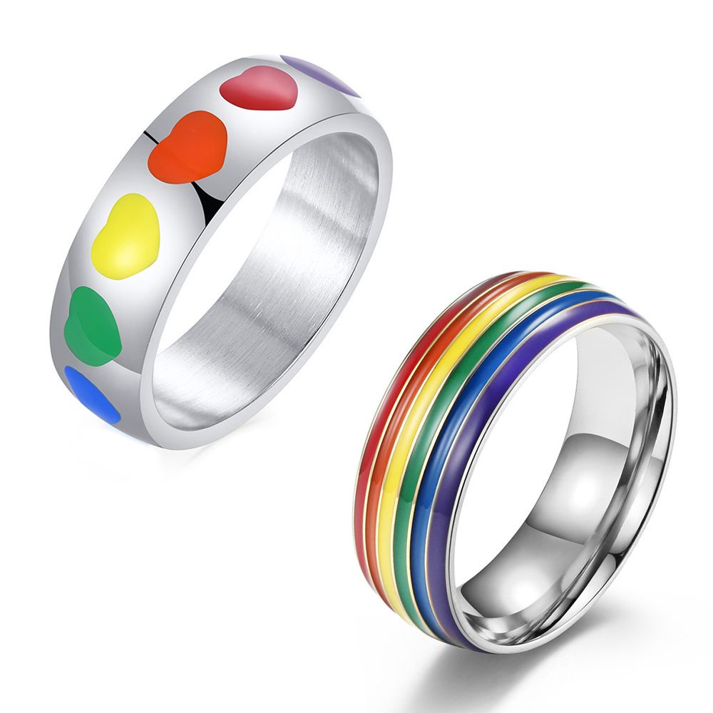 Nhẫn cầu vồng LGBT làm bằng thép không gỉ