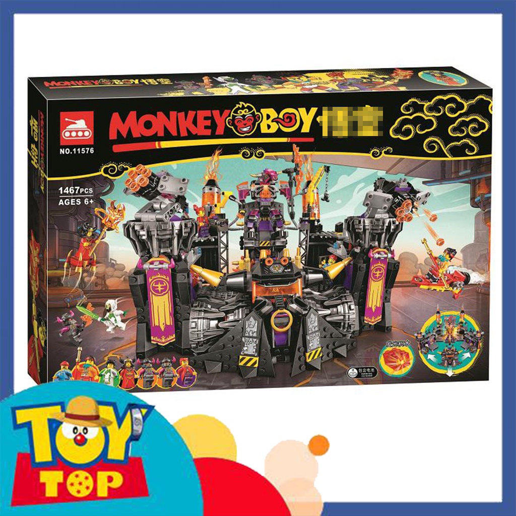 Đồ chơi lắp ráp monkey ghép monkie kid chiến hạm lâu đài dung nham của ngưu ma vương xếp hình bla / lri 11576
