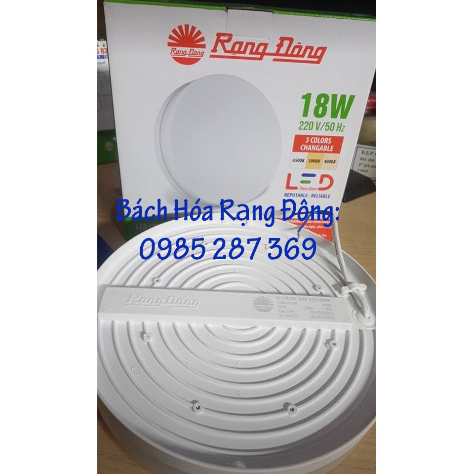 Đèn LED Ốp trần Đổi 3 màu, Rạng Đông 18W 22W Փ220, ChipLED Samsung, Korea. Model: D LN12L 22x22,/18W, D LN12L