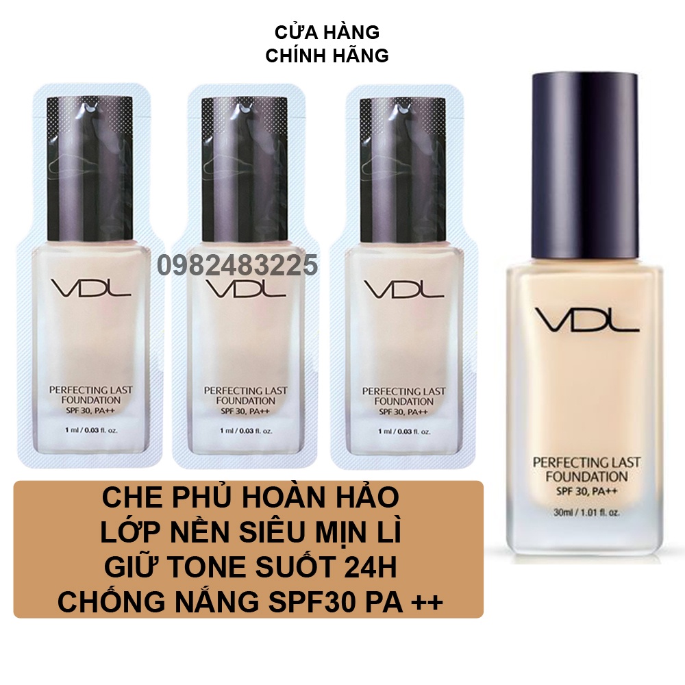 Combo 20 Gói sample Kem nền thần thánh VDL Perfecting Last Foundation Spf 30, PA+