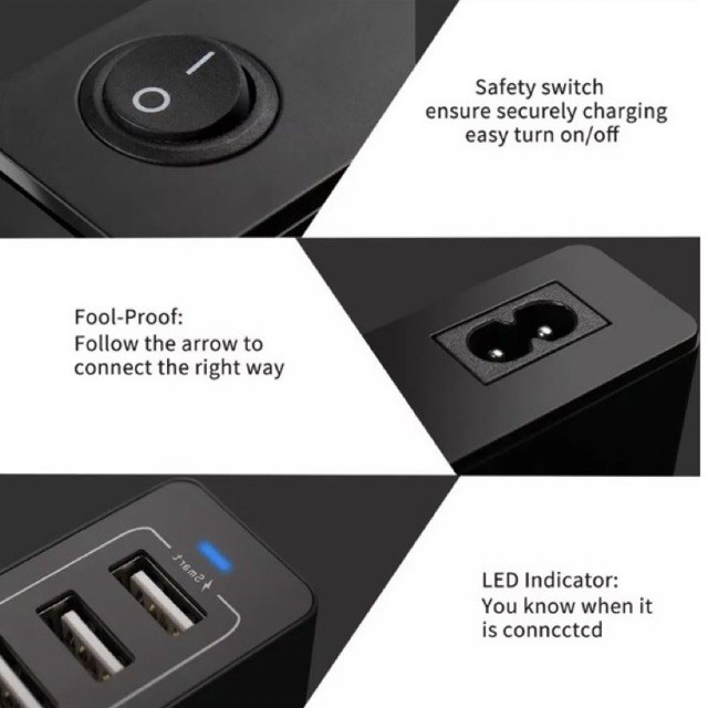 [BẢO HÀNH 6 THÁNG] Ổ cắm USB 50W Sạc Nhanh Thông Minh 10 Cổng USB