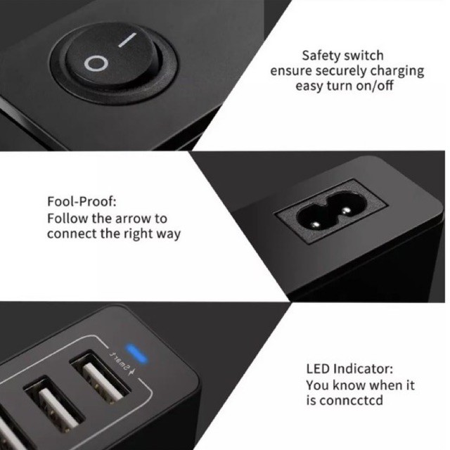 Ổ cắm USB 50W Sạc Nhanh Thông Minh 10 Cổng USB