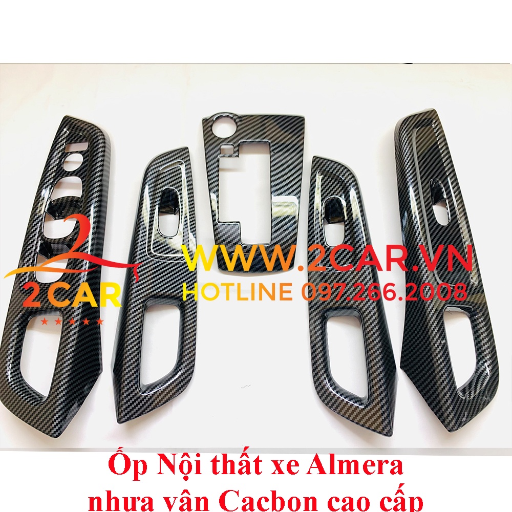 Ốp nội thất CARBON xe Nissan Almera 2021 2022 2023 Hàng nhựa ABS vân cacbon cao cấp