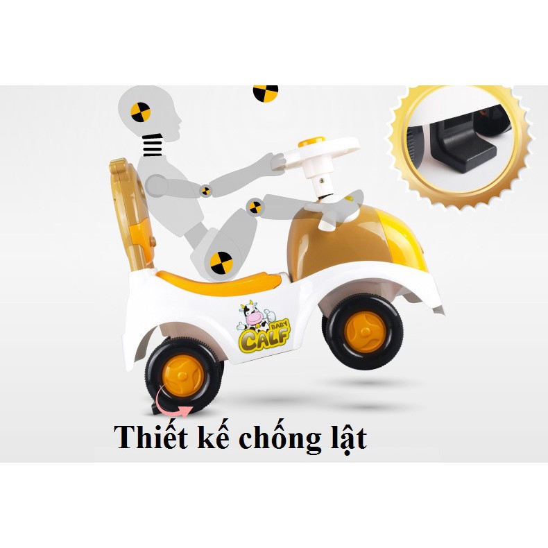 Xe ô tô chòi chân bơi chân cho bé hình bò HT5517