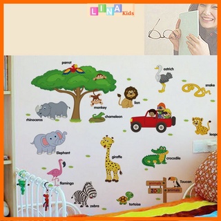 Decal Dán Tường Bé Đi Thăm Vườn Thú (mẫu tán cây to)