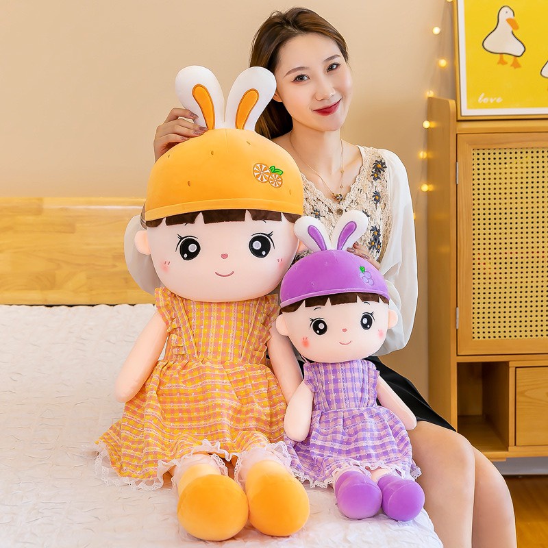 Gấu Bông Búp Bê Aisi -Búp Bê Đội Nón Thỏ Siêu Cute