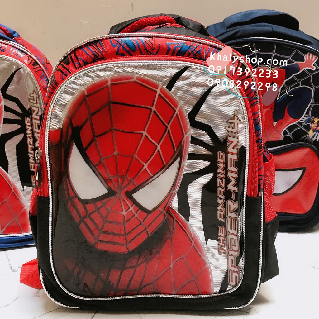 Balo trẻ em 14'' - 16'' hình người nhện Spiderman màu đen đỏ dành cho học sinh ,bé trai
