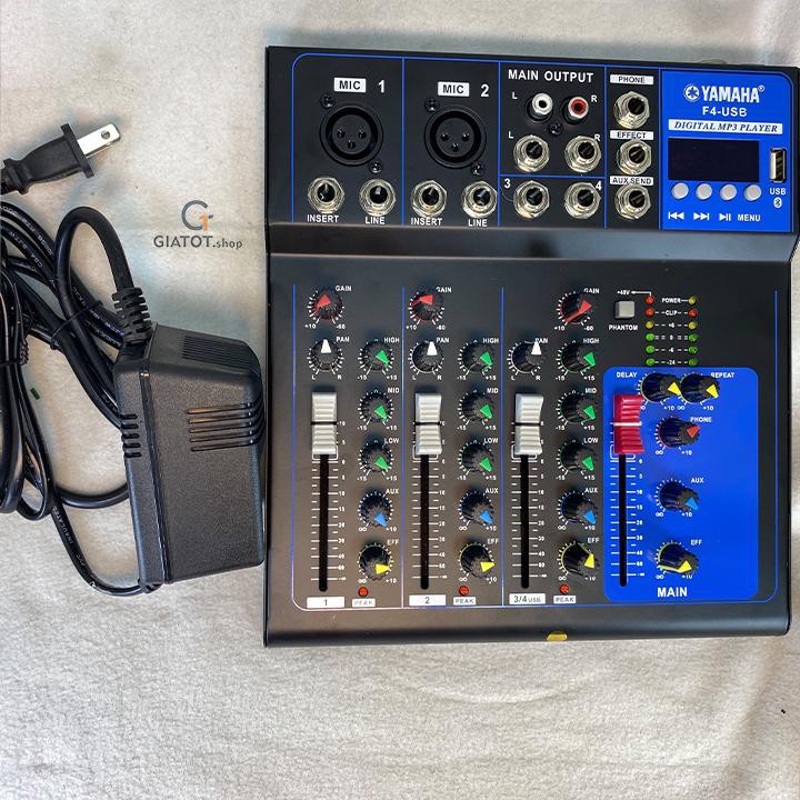 Bộ trộn âm thanh, Micxer F4, Mixer YAMAHA F4 Pro có Bluetooth có chân USB cao cấp, hàng đẹp GiatotHN