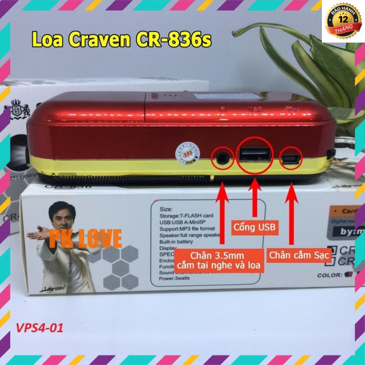 Máy nghe pháp CRAVEN 836S - nghe FM, nghe niệm phật - hỗ trợ gắn thẻ nhớ