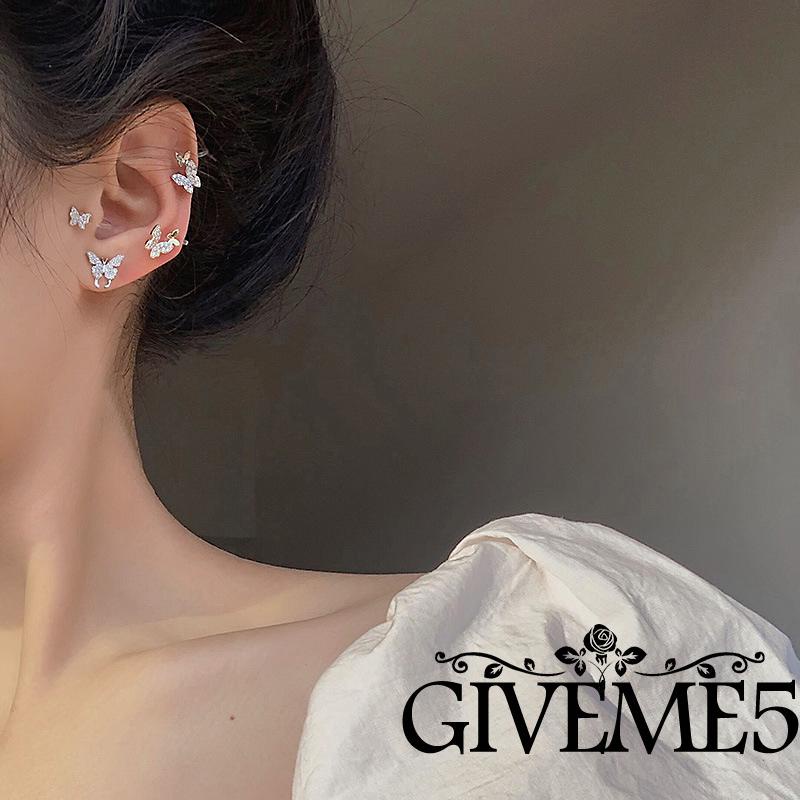 Đôi khuyên tai hình bướm đính kim cương giả thời trang cho nữ