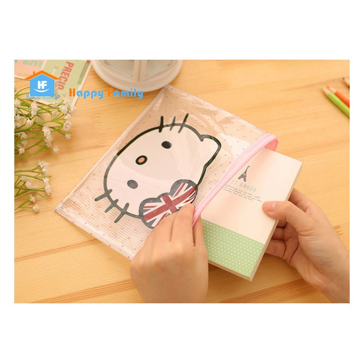 【Có bỏ sỉ 】Combo 3 size túi đựng hồ sơ dây kéo Kitty cao cấp